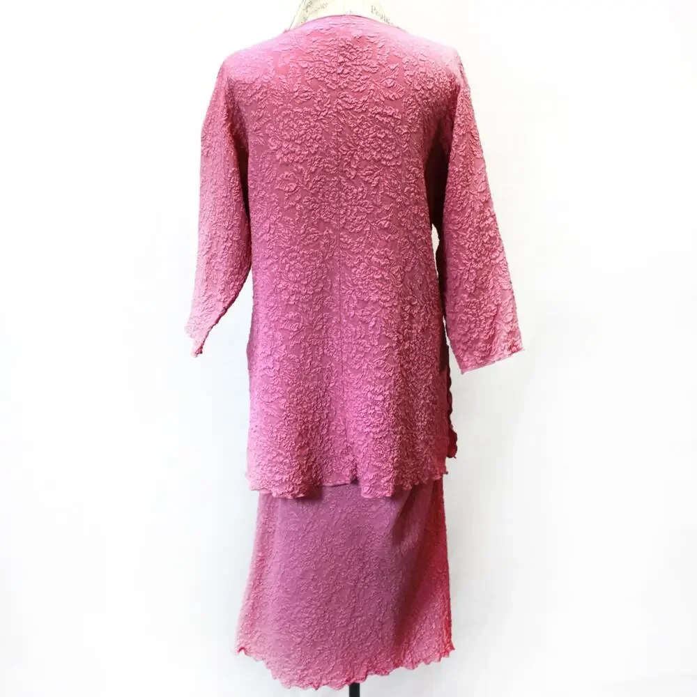 Whispers Carole Dolighan Vintage 100% Silk Pink dress top skirt fairy Set Small